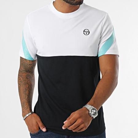 Sergio Tacchini - Tee Shirt Diagonalley 40772 Blanc Bleu Marine