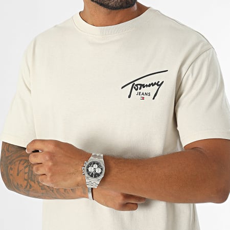 Tommy Jeans - Tee Shirt Regular Handtekening Print 8536 Beige