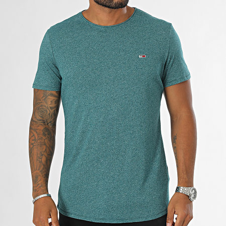 Tommy Jeans - Jaspe Slim Tee Shirt 9586 Verde bottiglia con sfumature di colore verde scuro