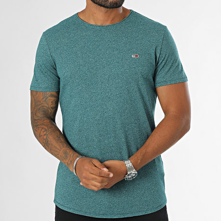 Tommy Jeans - Jaspe Slim Tee Shirt 9586 Verde bottiglia con sfumature di colore verde scuro