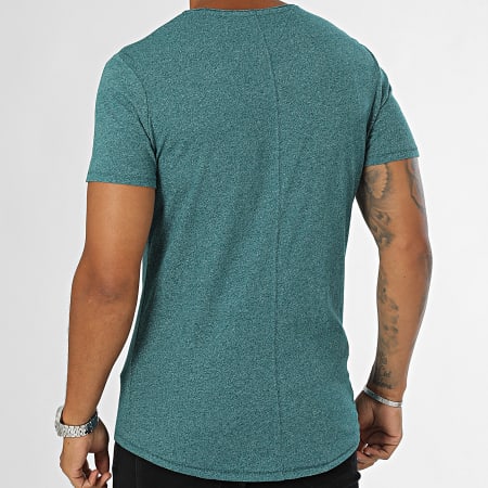 Tommy Jeans - Tee Shirt Slim Jaspe 9586 Vert Bouteille Chiné