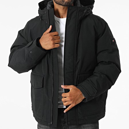 Tommy Hilfiger - Rockie Down 6596 Chaqueta negra con cremallera y capucha