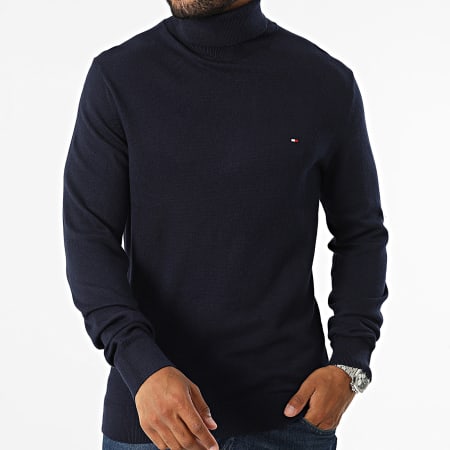 Tommy Hilfiger - Pima Cotton Cashmere 8048 Navy Sweater met rolhals