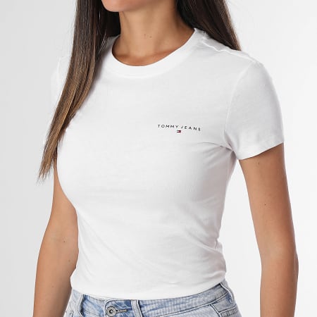 Tommy Jeans - Camiseta de mujer Linear 8785 Slim Tee Blanca