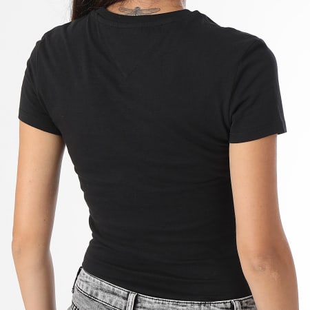 Tommy Jeans - Camiseta de mujer Linear 8785 Slim Tee Negro