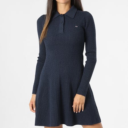 Tommy Jeans - Robe Pull Femme Cable Polo 9658 Bleu Marine