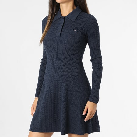 Tommy Jeans - Mujer Cable Polo Jersey Vestido 9658 Azul Marino