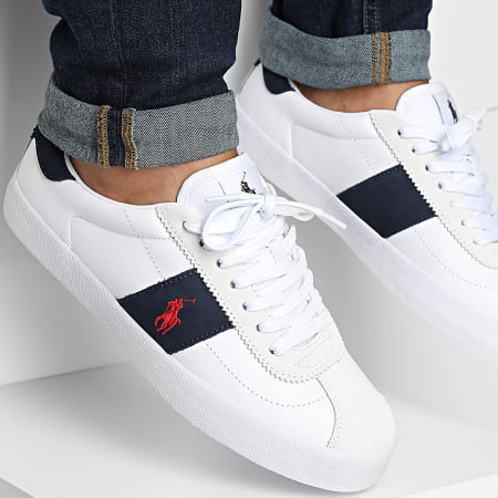 Polo Ralph Lauren - Zapatillas Court Vulc II Blanco Azul Marino Rojo