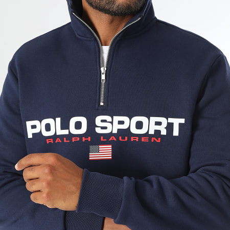 Polo Sport Ralph Lauren - Felpa girocollo con zip blu navy Sport Logo