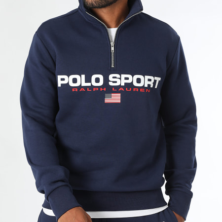 Polo Sport Ralph Lauren - Felpa girocollo con zip blu navy Sport Logo