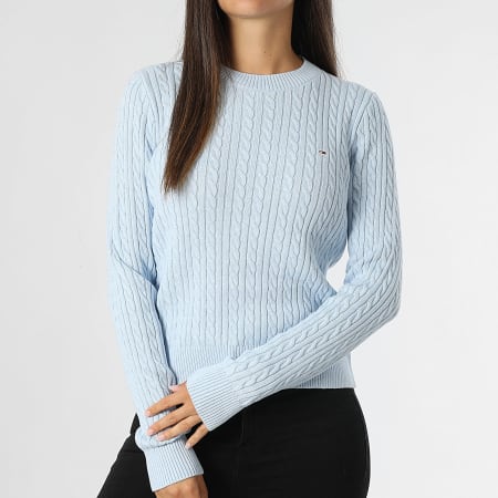 Tommy Jeans - Pull Femme Cable Essential 8683 Bleu Clair