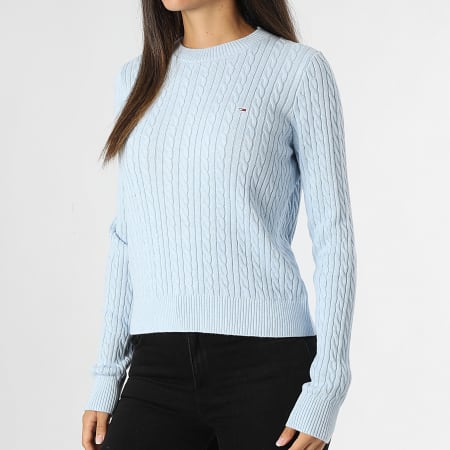 Tommy Jeans - Maglione donna Cable Essential 8683 azzurro