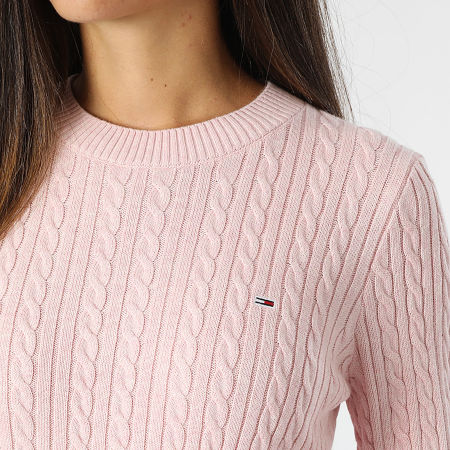 Tommy Jeans - Jersey de mujer Cable Essential 8683 Rosa