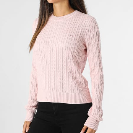 Tommy Jeans - Jersey de mujer Cable Essential 8683 Rosa