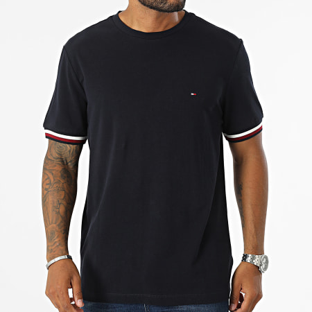 Tommy Hilfiger - Camiseta Global Stripe Cuff Pique 6452 Azul Marino