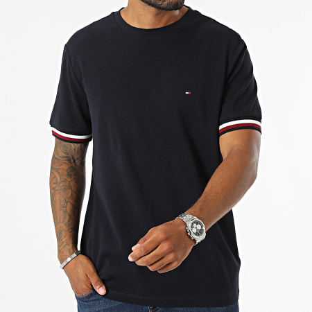 Tommy Hilfiger - Camiseta Global Stripe Cuff Pique 6452 Azul Marino