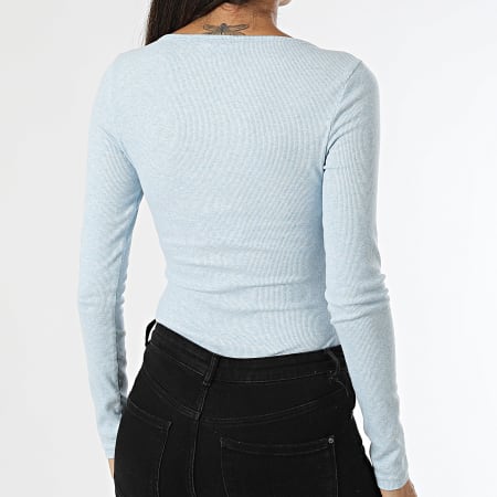 Tommy Jeans - Camiseta de manga larga Melange Henley para mujer 8805 Azul claro