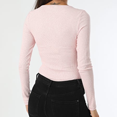 Tommy Jeans - Camiseta de manga larga Melange Henley para mujer 8805 Rosa