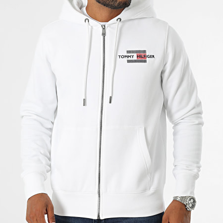 Tommy Hilfiger - Sudadera blanca con capucha y cremallera Flag Embro 5540