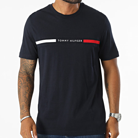 Tommy Hilfiger - Borst inzet T-shirt 6498 marineblauw