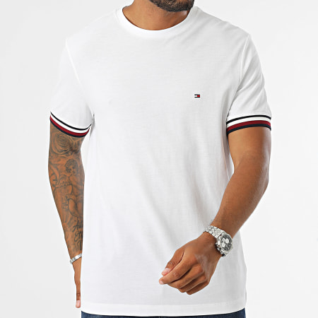 Tommy Hilfiger - Camiseta Global Stripe Cuff Pique 6452 Blanca