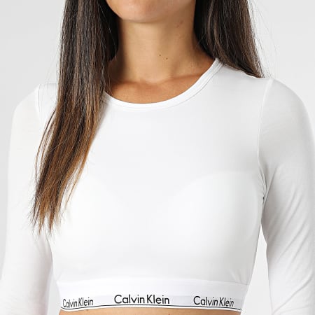 Calvin Klein - Dames-T-shirt met lange mouwen Licht gevoerde Bralette QF8009E Wit