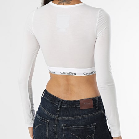 Calvin Klein - Dames-T-shirt met lange mouwen Licht gevoerde Bralette QF8009E Wit