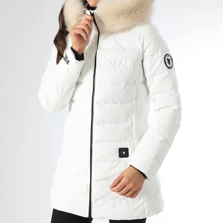Comme Des Loups - Doudoune Chauffante Capuche Fourrure Femme Stockholm Blanc Beige