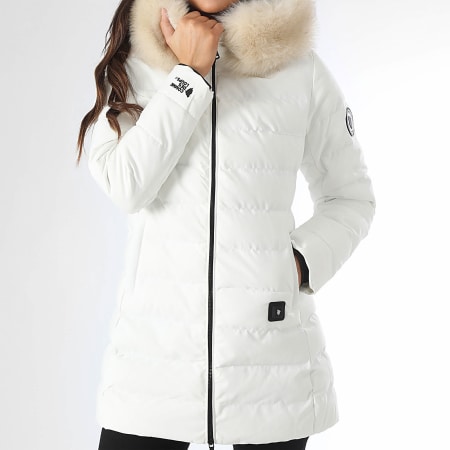 Comme Des Loups - Doudoune Chauffante Capuche Fourrure Femme Stockholm Blanc Beige