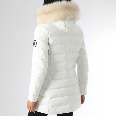 Comme Des Loups - Doudoune Chauffante Capuche Fourrure Femme Stockholm Blanc Beige