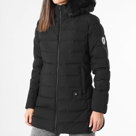 Comme Des Loups - Doudoune Chauffante Capuche Fourrure Femme Stockholm Bleu Marine Noir