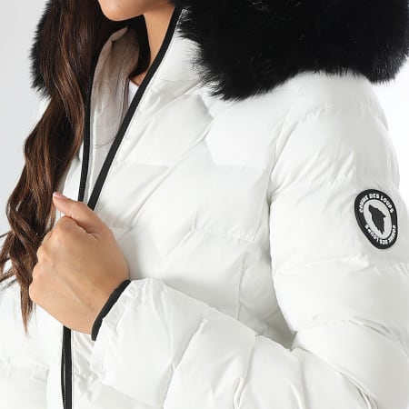 Comme Des Loups - Doudoune Chauffante Capuche Fourrure Femme Val Thorens Blanc Noir