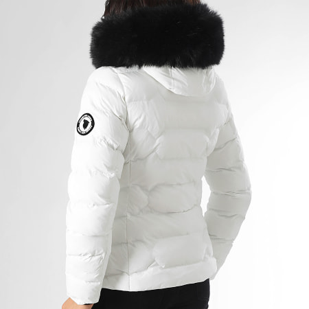 Comme Des Loups - Doudoune Chauffante Capuche Fourrure Femme Val Thorens Blanc Noir