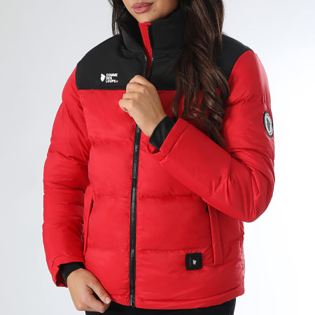 Comme Des Loups - Doudoune Capuche Chauffante Femme Val Morel Rouge Noir