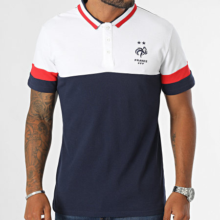 FFF - Polo manica corta Fan Color Block F24014C Bianco Navy Red