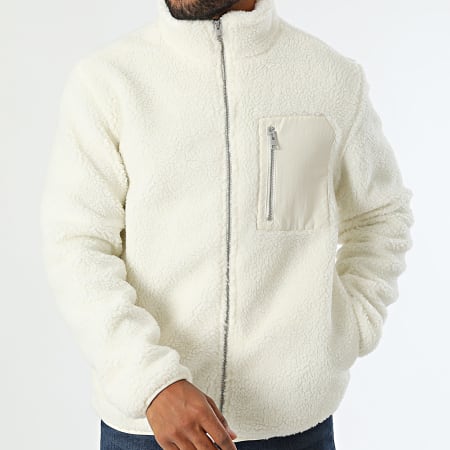 Jack And Jones - Giacca Bradley Off White Sherpa con zip