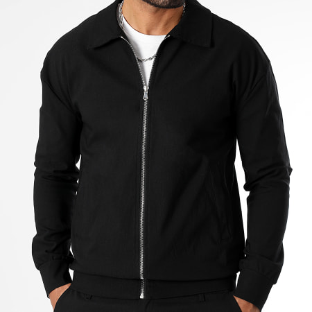 LBO - 1456 Conjunto de chaqueta y pantalón negro con cremallera