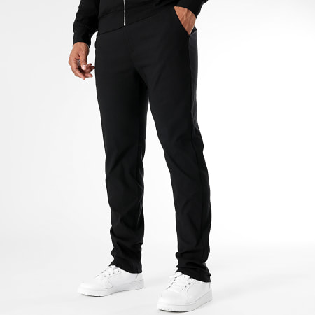LBO - 1456 Conjunto de chaqueta y pantalón negro con cremallera