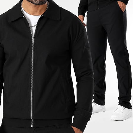LBO - 1456 Conjunto de chaqueta y pantalón negro con cremallera