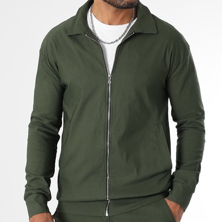 LBO - Conjunto de chaqueta y pantalón con cremallera verde caqui 1457