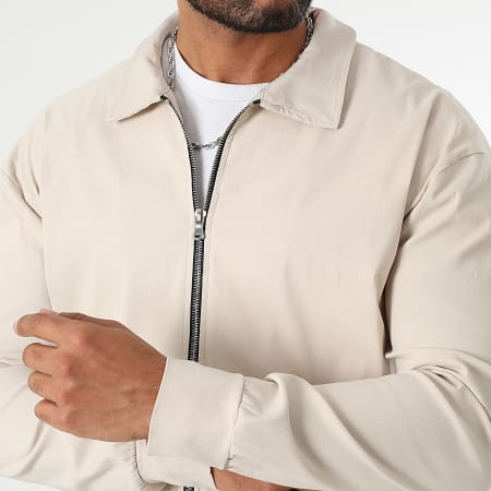 LBO - 1458 Conjunto de chaqueta y pantalón beige con cremallera