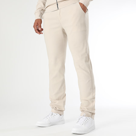 LBO - 1458 Conjunto de chaqueta y pantalón beige con cremallera