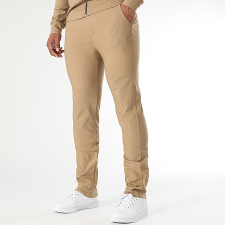 LBO - Conjunto de chaqueta y pantalón con cremallera Camel 1459