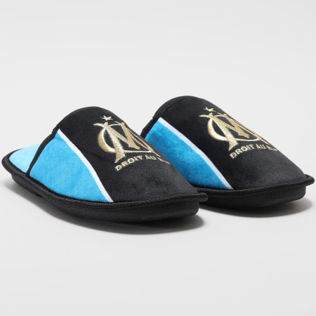 OM - Fan Slippers M24027 Zwart Lichtblauw Goud