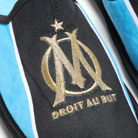 OM - Fan Slippers M24027 Zwart Lichtblauw Goud