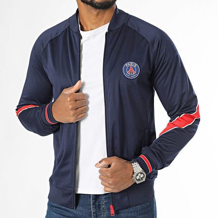 PSG - Felpa con zip Paris Saint-Germain P24098 blu navy