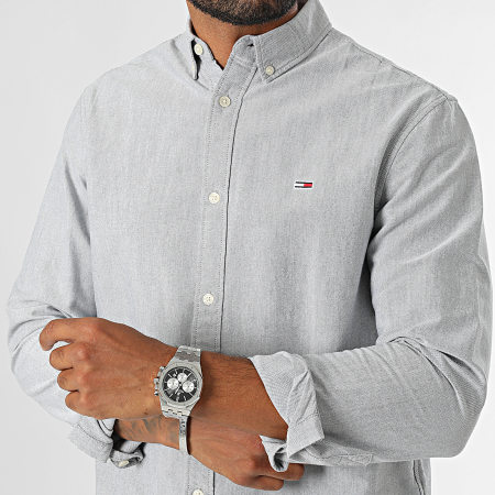 Tommy Jeans - Camisa de manga larga Entry Oxford 9134 Heather Grey