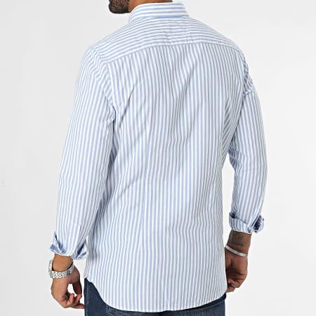 Tommy Hilfiger - Chemise Manches Longues A Rayures Slim Classic Poplin Stripe 4573 Blanc Bleu Clair