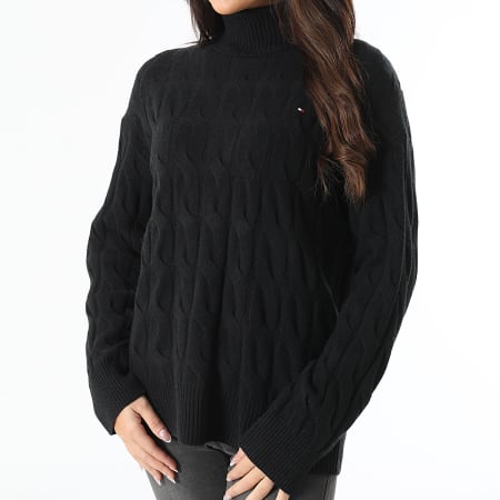 Tommy Hilfiger - Pull Col Roulé Femme Soft Wool Cable 3102 Noir