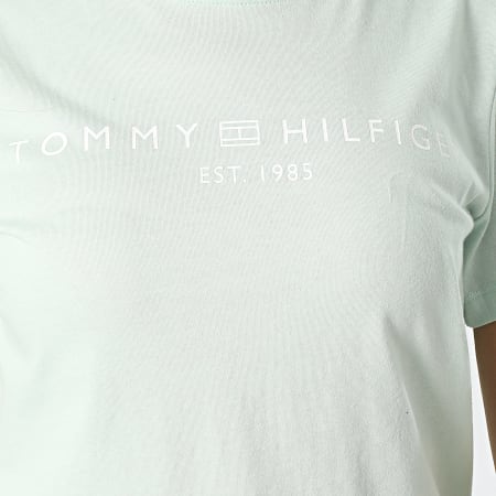 Tommy Hilfiger - Tee Shirt Femme Corp Logo 0276 Vert Menthe